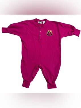 Vintage Baby Place Onesie Romper Embroidered Teddy Bear Pink Size 6-12 mo